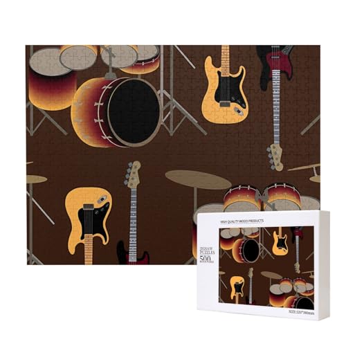 Rock-Muster von Retro-Schlagzeug,500 Teile Holzpuzzle Familienspiel Puzzles für Erwachsene Teenager Heimdekoration Rock-Muster von Retro-Schlagzeug,500 Teile Holzpuzzle Familienspiel Puzzles für Erwachsene Teenager Heimdekoration von EgoMed