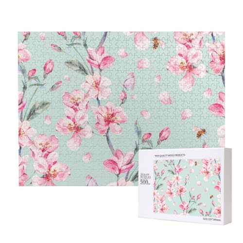 Rosa Kirschblüte Teal Frühling,500 Teile Holzpuzzle Familienspiel Puzzles für Erwachsene Teenager Heimdekoration Rosa Kirschblüte Teal Frühling,500 Teile Holzpuzzle Familienspiel Puzzles für Erwachsene Teenager Heimdekoration von EgoMed