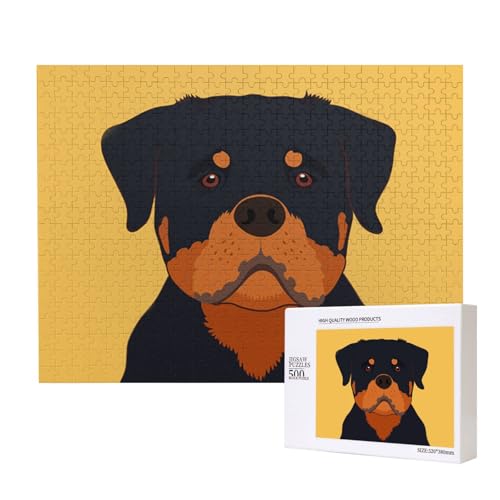Rottweiler Hund,500 Teile Holzpuzzle Familienspiel Puzzles für Erwachsene Teenager Heimdekoration von EgoMed