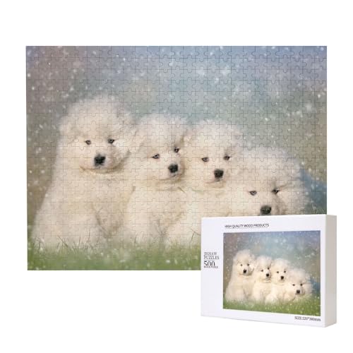 Samojeden Welpen Weiße Hunde Familie Kleine Samojeden,500 Teile Holzpuzzle Familienspiel Puzzles für Erwachsene Teenager Heimdekoration Samojeden Welpen Weiße Hunde Familie Kleine Samojeden,500 Teile Holzpuzzle Familienspiel Puzzles für Erwachsene Teenager Heimdekoration von EgoMed