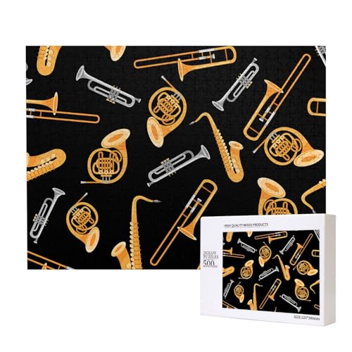 Saxophon Posaune Musik Schwarz,500 Teile Holzpuzzle Familienspiel Puzzles für Erwachsene Teenager Heimdekoration Saxophon Posaune Musik Schwarz,500 Teile Holzpuzzle Familienspiel Puzzles für Erwachsene Teenager Heimdekoration von EgoMed