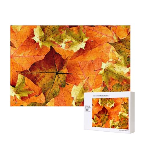 Schöne Herbstblätter,300 Teile Holzpuzzle Familienspiel Puzzles für Erwachsene Teenager Heimdekoration von EgoMed