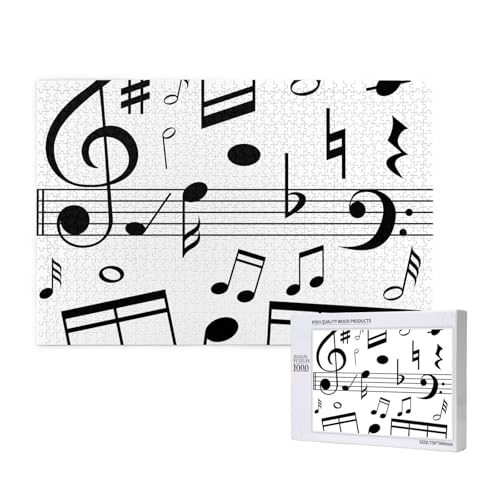 Schwarze Musiknoten-Tonleitern,1000 Teile Holzpuzzle Familienspiel Puzzles für Erwachsene Teenager Heimdekoration von EgoMed