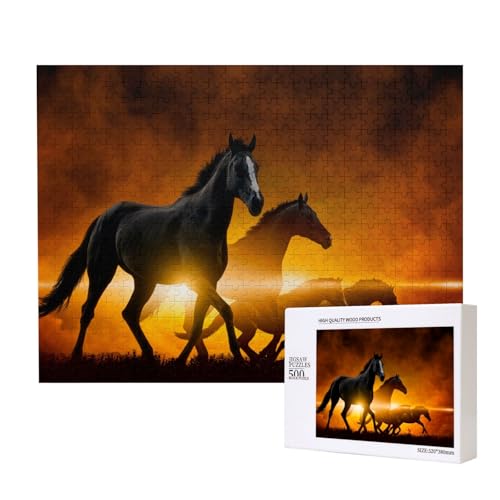 Schwarze Pferde Rot Leuchtende Wolken Gedruckt,500 Teile Holzpuzzle Familienspiel Puzzles für Erwachsene Teenager Heimdekoration Schwarze Pferde Rot Leuchtende Wolken Gedruckt,500 Teile Holzpuzzle Familienspiel Puzzles für Erwachsene Teenager Heimdekoration von EgoMed