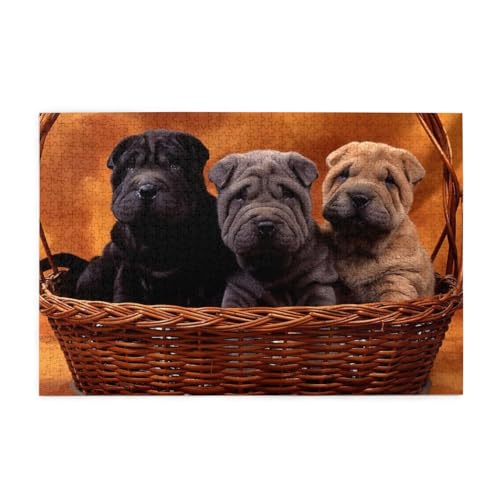 Shar Pei, schwarzer Welpe, kleine Hunde, Grauer Welpe, Haustiere,1000 Teile Holzpuzzle Familienspiel Puzzles für Erwachsene Teenager Heimdekoration Shar Pei, schwarzer Welpe, kleine Hunde, Grauer Welpe, Haustiere,1000 Teile Holzpuzzle Familienspiel Puzzles für Erwachsene Teenager Heimdekoration von EgoMed