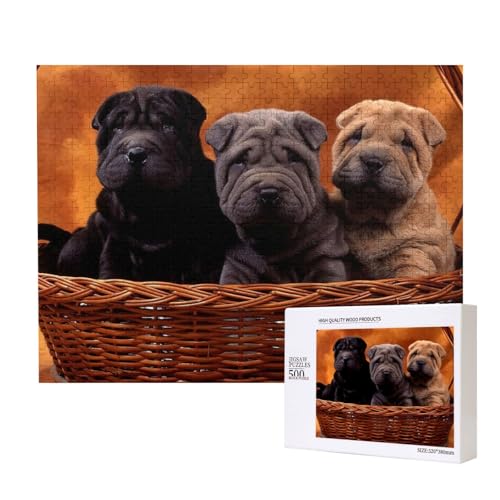 Shar Pei, schwarzer Welpe, kleine Hunde, Grauer Welpe, Haustiere,500 Teile Holzpuzzle Familienspiel Puzzles für Erwachsene Teenager Heimdekoration Shar Pei, schwarzer Welpe, kleine Hunde, Grauer Welpe, Haustiere,500 Teile Holzpuzzle Familienspiel Puzzles für Erwachsene Teenager Heimdekoration von EgoMed