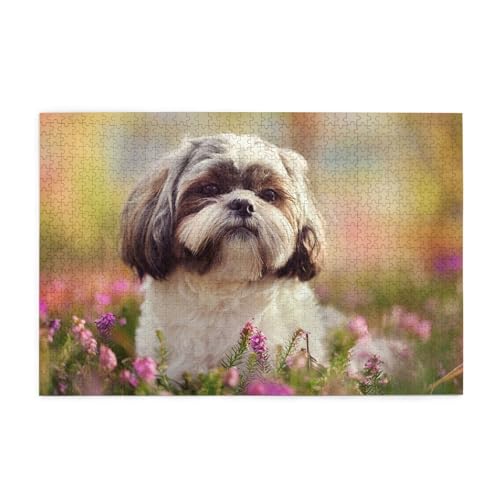 Shih Tzu Hund,1000 Teile Holzpuzzle Familienspiel Puzzles für Erwachsene Teenager Heimdekoration von EgoMed