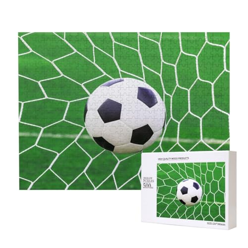 Sport Fußball,500 Teile Holzpuzzle Familienspiel Puzzles für Erwachsene Teenager Heimdekoration von EgoMed