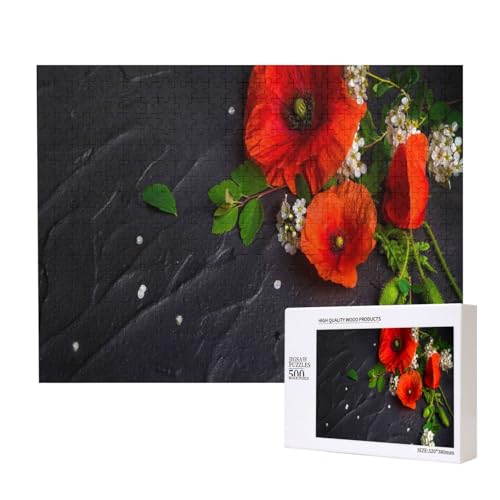 Strauß roter Mohnblumen,500 Teile Holzpuzzle Familienspiel Puzzles für Erwachsene Teenager Heimdekoration Strauß roter Mohnblumen,500 Teile Holzpuzzle Familienspiel Puzzles für Erwachsene Teenager Heimdekoration von EgoMed