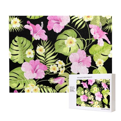 Tropische rosa Blumen und Dschungelpalmen,500 Teile Holzpuzzle Familienspiel Puzzles für Erwachsene Teenager Heimdekoration Tropische rosa Blumen und Dschungelpalmen,500 Teile Holzpuzzle Familienspiel Puzzles für Erwachsene Teenager Heimdekoration von EgoMed