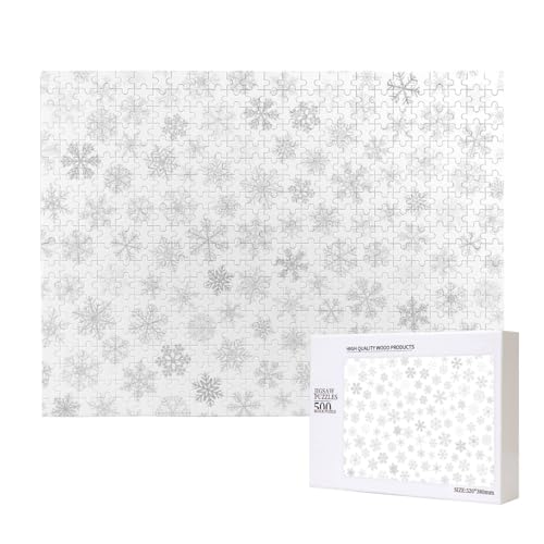 Weihnachten Schneeflocken Winter Schneeflocke,500 Teile Holzpuzzle Familienspiel Puzzles für Erwachsene Teenager Heimdekoration von EgoMed