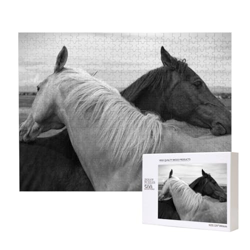 Weißes Pferd und schwarzes Pferd gedruckt,500 Teile Holzpuzzle Familienspiel Puzzles für Erwachsene Teenager Heimdekoration Weißes Pferd und schwarzes Pferd gedruckt,500 Teile Holzpuzzle Familienspiel Puzzles für Erwachsene Teenager Heimdekoration von EgoMed