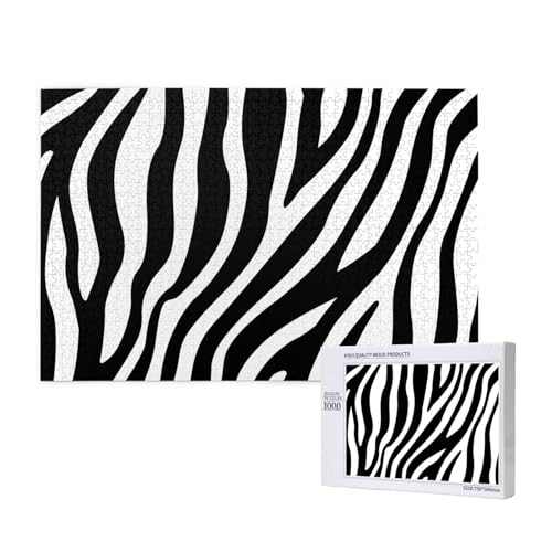 Zebra-Print-Druck,1000 Teile Holzpuzzle Familienspiel Puzzles für Erwachsene Teenager Heimdekoration von EgoMed