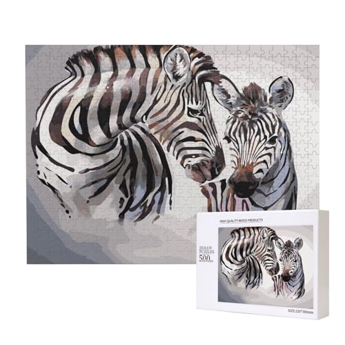 Zebra süß,500 Teile Holzpuzzle Familienspiel Puzzles für Erwachsene Teenager Heimdekoration von EgoMed