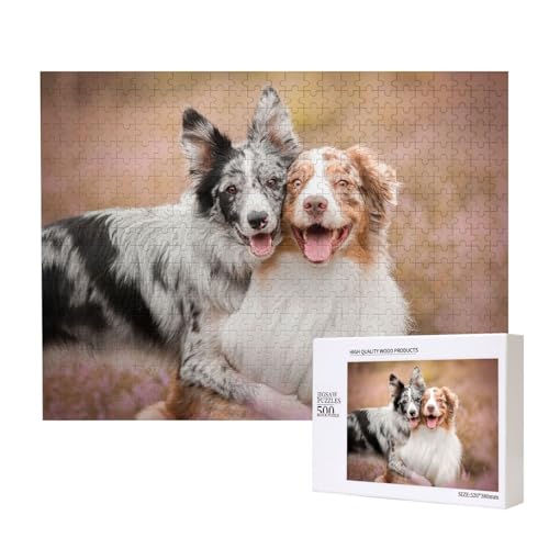 Zwei Australian Shepherd Border Collie,500 Teile Holzpuzzle Familienspiel Puzzles für Erwachsene Teenager Heimdekoration Zwei Australian Shepherd Border Collie,500 Teile Holzpuzzle Familienspiel Puzzles für Erwachsene Teenager Heimdekoration von EgoMed