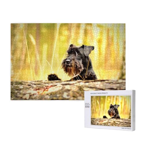 Zwergschnauzer Haustiere Schwarze Hunde,1000 Teile Holzpuzzle Familienspiel Puzzles für Erwachsene Teenager Heimdekoration Zwergschnauzer Haustiere Schwarze Hunde,1000 Teile Holzpuzzle Familienspiel Puzzles für Erwachsene Teenager Heimdekoration von EgoMed