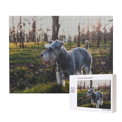 Zwergschnauzer Rasen Haustiere Graue Hunde,500 Teile Holzpuzzle Familienspiel Puzzles für Erwachsene Teenager Heimdekoration Zwergschnauzer Rasen Haustiere Graue Hunde,500 Teile Holzpuzzle Familienspiel Puzzles für Erwachsene Teenager Heimdekoration von EgoMed