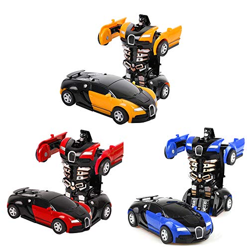 3 Stück Transformator Roboter AutoTransformers Robot verwandelbar, Wand Climber Auto mit Led, 360° Rotation, Stunt Spielzeugauto Kindergeschenk von Egosy