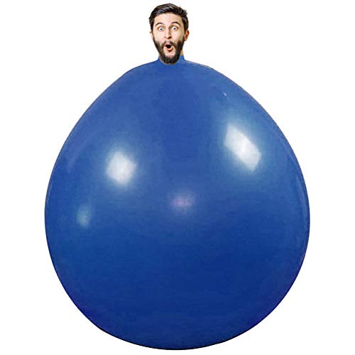 Egujiwa 72 Zoll Großer Menschlicher Ballon, Runder Aufstiegsballon, Dicker Latexballon für Hochzeit, Geburtstag, Event-Dekoration (Blau) von Egujiwa