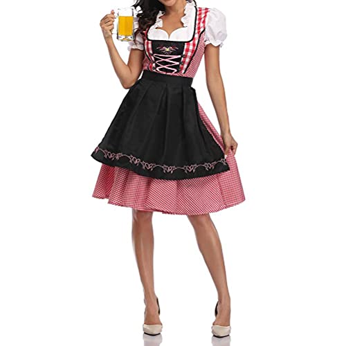 Egujiwa] Dirndl-Kostüm Im Nationalstil für Bierfest, Oktoberfest, Dirndlkleid mit Schürze, Dienstmädchen-Uniform-Anzug (M) von Egujiwa