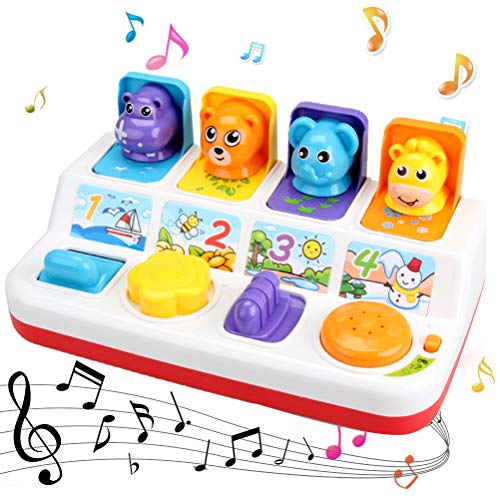 Egujiwa Interaktives Pop-up-Tierspielzeug mit Leichter Musik, Tiergeräusche, Lern- und Entwicklungsspielzeug für Babys (Wie Gezeigt) von Egujiwa