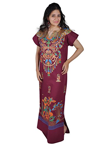 Cleopatra Pharao Kostüm Damen-Kaftan Faschingskostüm Karnevalskostüm Ägypterin, weinrot (2XL (52-54)) von Egypt Bazar