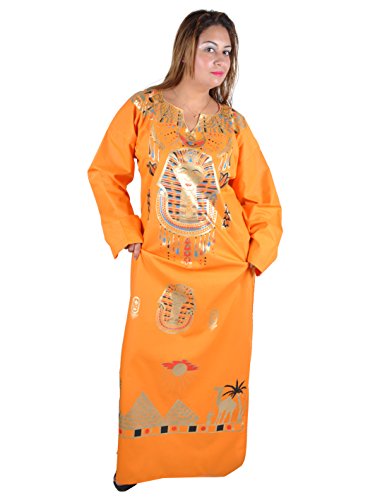 Cleopatra Pharao Kostüm Damen-Kaftan Faschingskostüm Karnevalskostüm Ägypterin Farbe: orange (44-46 (L)) von Egypt Bazar