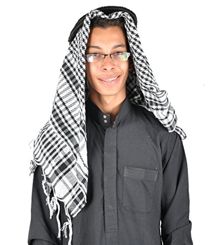 Egypt Bazar Traditionelle Arabische Kopfbedeckung Scheich - Araber Kopftuch- Karnevalskostüm/Farbe: schwarz-weiss von Egypt Bazar
