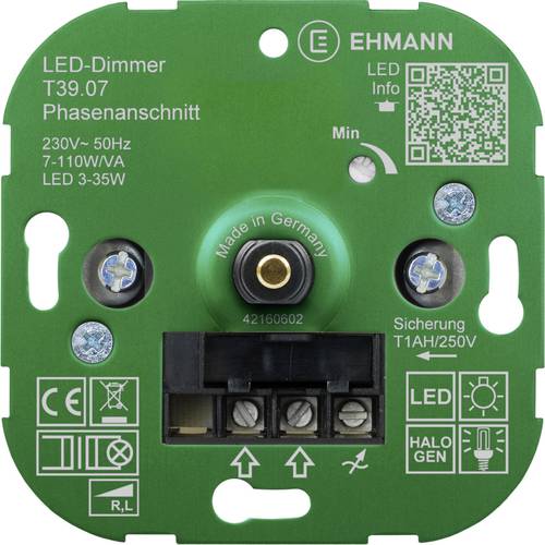 Ehmann 3900x0700 Unterputz Dimmer Geeignet für Leuchtmittel: Energiesparlampe, LED-Lampe, Halogenla von Ehmann