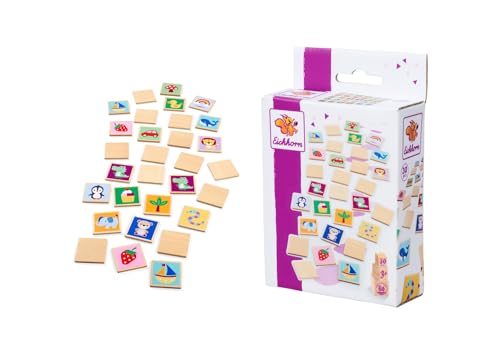 Eichhorn – Games – Erinnere Dich, Memory Spiel mit 15 Tiermotiven und Gegenständen, 5x5 cm groß, 30 teilig, aus Lindensperrholz, ab 3 Jahren von Eichhorn