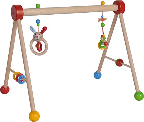 Eichhorn, Baby Gym, mit Spiel und Greiffunktion, Spieltrapez mit farbigen Hängeelementen und Holzkugeln, aus FSC 100% zertifiziertem Buchenholz, 46x56x42 cm, ab 3 Monaten von Eichhorn