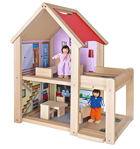 Eichhorn 100002501 - Puppenhaus fertig montiert inklusive 2 Puppen und Möbeln, 9-TLG., 22,5x36x41cm, Buchenholz Eichhorn 100002501 - Puppenhaus fertig montiert inklusive 2 Puppen und Möbeln, 9-TLG., 22,5x36x41cm, Buchenholz von Eichhorn