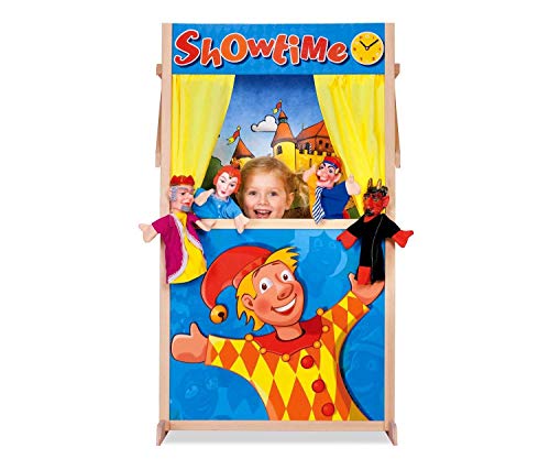 Eichhorn 100002586 - Stand-Kasperltheater 27,5x64x110cm, Zwei tauschbare Hintergründe, teilmontiert, Buchenholz von Eichhorn