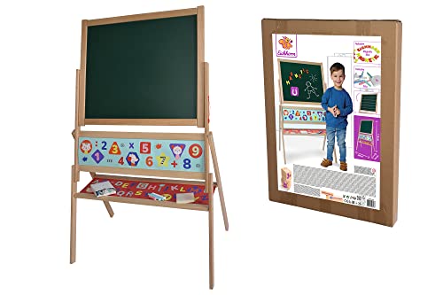 Eichhorn-Magnet Standtafel, Kindertafel mit 48 Magnetbuchstaben, 10 Kreiden, Schwamm, zweiseitig beschreibbar, mit Ablage, drehbar, 60 teilig, 66x110 cm, aus Buchenholz, ab 3 Jahren, Bunt, 100002589 von Eichhorn