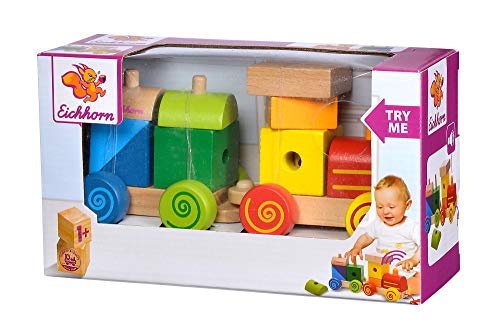 Eichhorn 100003453 Lok mit Sound, Anhänger mit Bausteinen, 17cm lang, Birke und Kiefernholz, WB, Try me,1J+, bunt Eichhorn 100003453 Lok mit Sound, Anhänger mit Bausteinen, 17cm lang, Birke und Kiefernholz, WB, Try me,1J+, bunt von Eichhorn