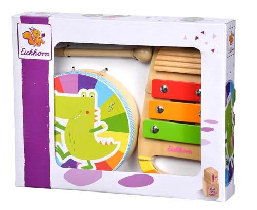 Eichhorn - Musik Set mit Handtrommel und Xylophon inkl. Ratsche, 3 teilig, aus Birken- und Sperrholz, ab 1 Jahr Eichhorn - Musik Set mit Handtrommel und Xylophon inkl. Ratsche, 3 teilig, aus Birken- und Sperrholz, ab 1 Jahr von Eichhorn
