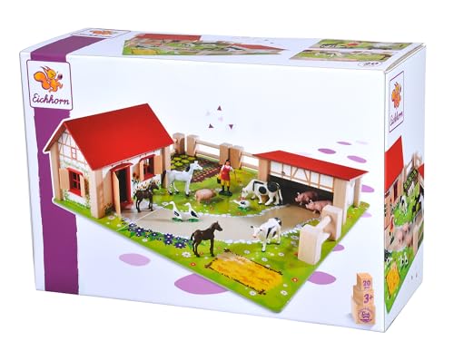 Eichhorn 100004304 - Kleiner Bauernhof, bestehend aus 2 Gebäuden, Spielplatte, Figuren, Tiere, Zäunen, 20-TLG., 36 x 39 cm, Buchenholz, ab 3 Jahren Eichhorn 100004304 - Kleiner Bauernhof, bestehend aus 2 Gebäuden, Spielplatte, Figuren, Tiere, Zäunen, 20-TLG., 36 x 39 cm, Buchenholz, ab 3 Jahren von Eichhorn