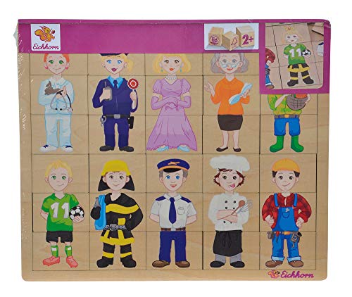 Eichhorn 100005408 - Einlegepuzzle, Mix und Match, Puzzle mit 30 Steckteilen, 26x22cm, FSC 100% Zertifiziertes Lindensperrholz von Eichhorn