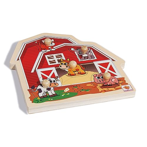 Eichhorn - Puzzle mit Sound - Bauernhof Steckpuzzle aus FSC 100% zertifiziertem Holz, mit fünf Tiersounds, Katze, Kuh, Pferd, Hund und Schwein, 6 teilig, 25x25 cm groß Eichhorn - Puzzle mit Sound - Bauernhof Steckpuzzle aus FSC 100% zertifiziertem Holz, mit fünf Tiersounds, Katze, Kuh, Pferd, Hund und Schwein, 6 teilig, 25x25 cm groß von Eichhorn