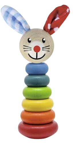 Eichhorn - Baby Steckfigur mit Hasenmotiv, 6 Ringe mit Steckkopf, 18cm, FSC 100% Zertifiziertes Buchenholz, Motorikspielzeug für Kleinkinder Eichhorn - Baby Steckfigur mit Hasenmotiv, 6 Ringe mit Steckkopf, 18cm, FSC 100% Zertifiziertes Buchenholz, Motorikspielzeug für Kleinkinder von Eichhorn