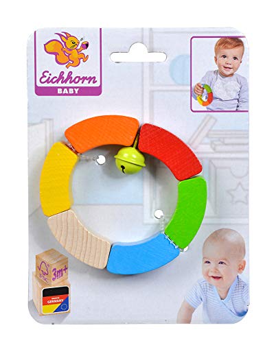 Eichhorn 100017039 Baby Greifling Kreis, geometrischer Greifling zur Förderung der motorischen Fähigkeiten, bunt, aus FSC 100 Prozent zertifiziertem Buchenholz, ab 3 Monaten von Eichhorn