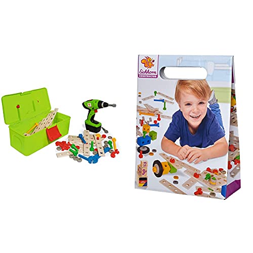 Eichhorn 100039079 Constructor Werkzeugbox, inkl. kompakt Schrauber, Erweiterungsteile, 70 teilig & 100039024 - Constructor Tuning Set, 75-tlg., Holz-Konstruktions-Set, Buchenholz Eichhorn 100039079 Constructor Werkzeugbox, inkl. kompakt Schrauber, Erweiterungsteile, 70 teilig & 100039024 - Constructor Tuning Set, 75-tlg., Holz-Konstruktions-Set, Buchenholz von Eichhorn