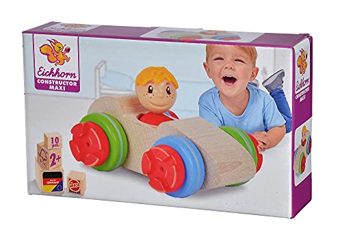 Eichhorn 100039101 - Constructor Maxi Rennauto, 10-TLG., Holz-Konstruktions-Set, extra große Bauteile, FSC 100% Zertifiziertes Buchenholz, Made in Germany von Eichhorn
