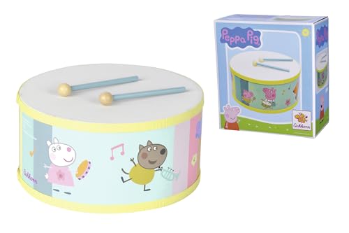 Eichhorn - Peppa Pig Trommel mit 2 Trommelstöcken, fördert die auditive Wahrnehmung der Kinder, harmonische Klänge, 20 cm groß, 3-TLG., aus Schima- und Sperrholz, ab 1 Jahr von Eichhorn