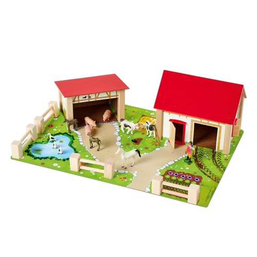 Eichhorn Bauernhof 100004309 - Bauernhof bestehend aus 2 Gebäuden, Spielplatte, Figuren, Tiere, Zäune, 20 teilig, Größe 36x51cm, Buchenholz, für Kinder ab 3 Jahren Eichhorn Bauernhof 100004309 - Bauernhof bestehend aus 2 Gebäuden, Spielplatte, Figuren, Tiere, Zäune, 20 teilig, Größe 36x51cm, Buchenholz, für Kinder ab 3 Jahren von Eichhorn