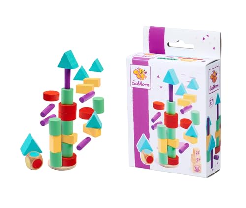 Eichhorn – Games – Stapelspiel mit Würfel, versch. Formen und Holzteile zum Stapeln, 27 teilig, aus Birkenholz, ab 3 Jahren Eichhorn – Games – Stapelspiel mit Würfel, versch. Formen und Holzteile zum Stapeln, 27 teilig, aus Birkenholz, ab 3 Jahren von Eichhorn