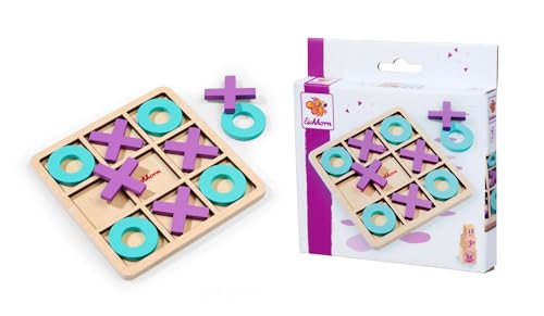Eichhorn – Games – Tic Tac Toe Spiel mit Rahmen aus Holz, 10 Steine mit versch. Farben und Formen, größe inkl. Rahmen 13x13 cm, aus Birkenholz, ab 3 Jahren von Eichhorn