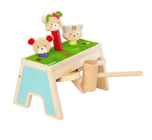 Eichhorn – Pop Up Klopfspiel Friends mit 3 bunten Spielflächen und Holzhammer, lustiger Überraschungseffekt für stundenlangen Spielspaß, 13x19 cm groß, aus 100%FSC zertifiziertem Birkenholz, ab 1 Jahr von Eichhorn
