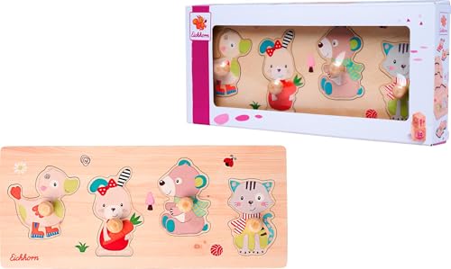 Eichhorn – Puzzle Friends – mit 4 Pin Puzzleteilen für sicheres greifen, 18x12 cm groß, 5 teilig, aus 100% FSC Zertifiziertem Lindensperrholz, ab 1 Jahr von Eichhorn