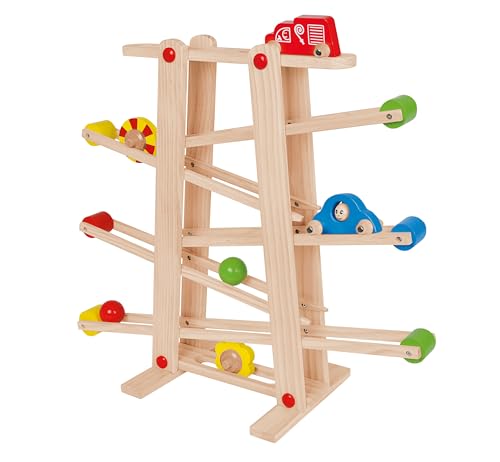 Eichhorn 100002029 Große Rollbahn aus Kiefernholz, 7-teilig, mit 6 Rollelementen, Kugelbahn für Kinder ab 1 Jahr, Größe: 67 x 56 cm von Eichhorn